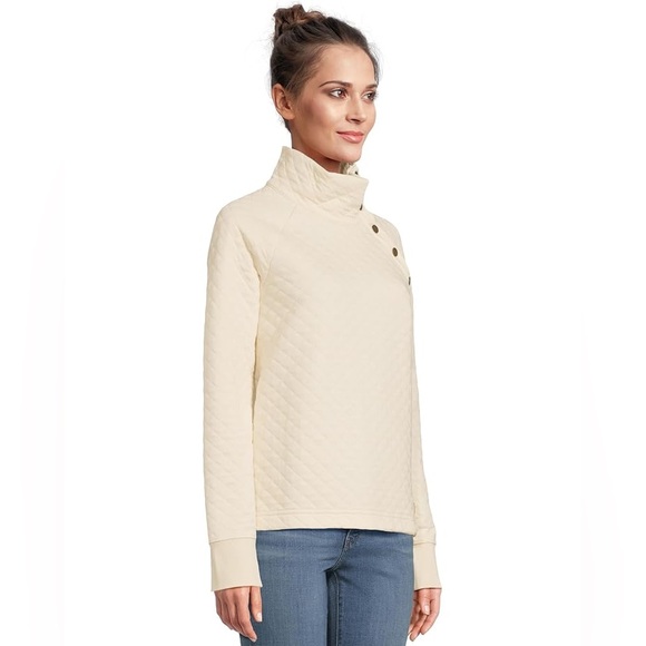 Cable & Gauge whisper white quilted mock neck pullover sweatshirt NWT - Picture 7 of 14